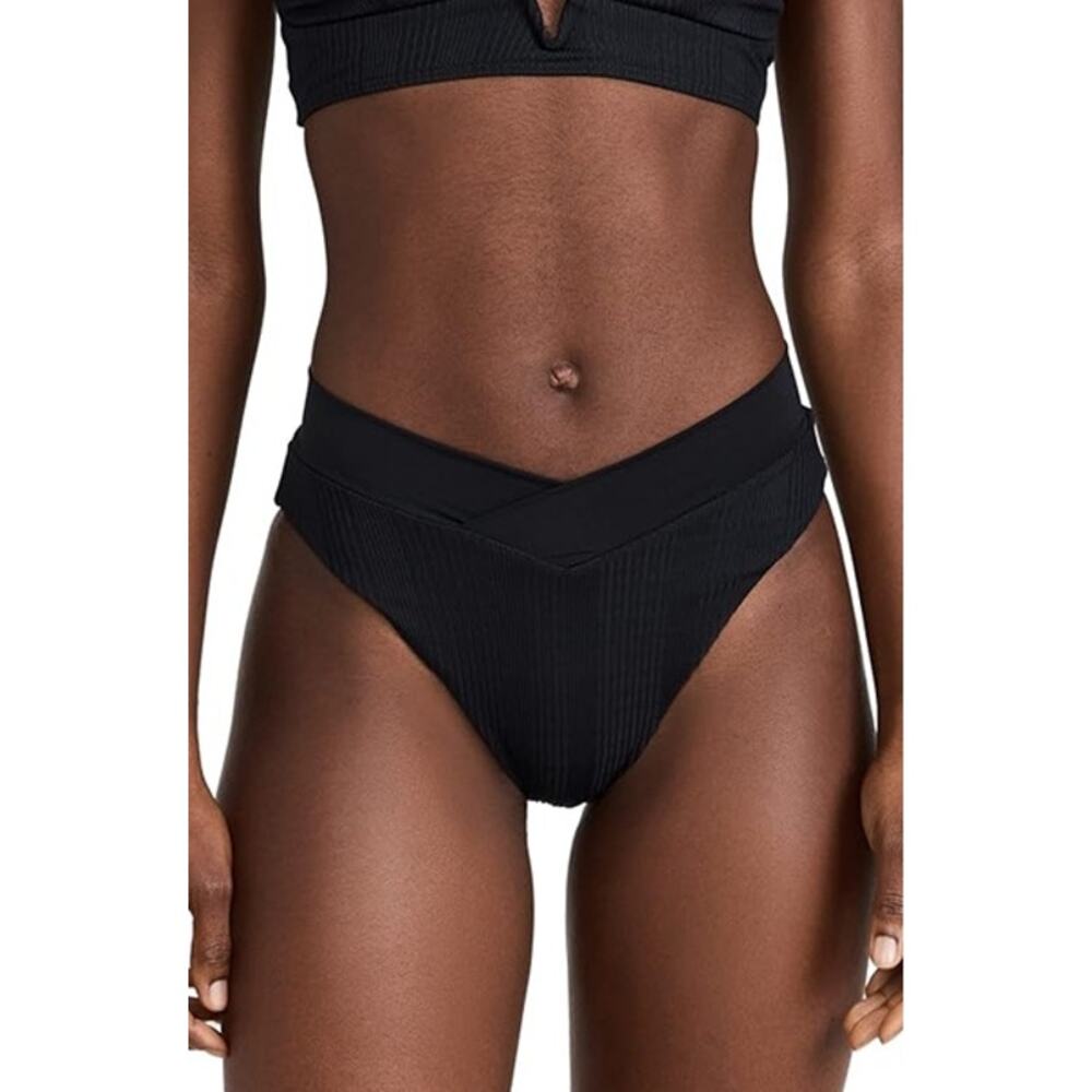 L*Space Women's Court Bikini Bottoms Black Rib Size XS NWT